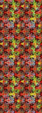 Kırmızı renkte bitkilerden oluşan parlak çiçekli çizim deseni.