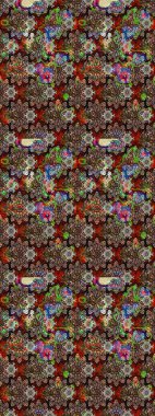 Düz Çiçek Elementleri Tasarımı. Kahverengi renkli çiçekler. Raster illüstrasyonundaki çiçek desenli çizim. Renkli Bahar Teması çizim şablonu.