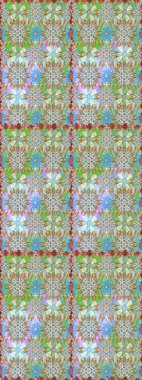 El çizimi çiçekli, soyut, pürüzsüz desen. Tarafsız renklerde çiçekler. Raster illüstrasyonu.