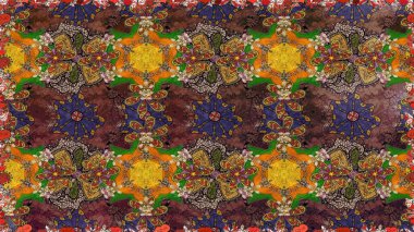 Süslü kumaş deseni. Çiçekli çiçek deseni, suluboya. Raster deseni.