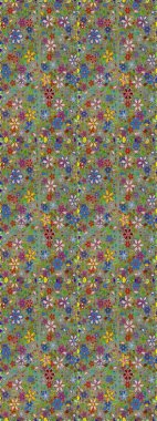 Çiçeksiz desenli arka plan. Yeşil ve nötr renklerde çiçekler. Tişört baskısı için çiçek boyama rasteriName.