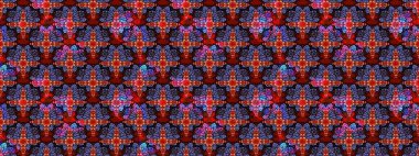 Raster illüstrasyonu. Patlayan çiçekler soyut olarak yerleştirilmiş. Kibarca, kırmızı renkte bahar çiçekleri. Raster deseni.