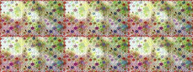 Düz Çiçek Elementleri Tasarımı. Tarafsız ve bej renkli çiçekler. Asya tekstil tarzında. Raster illüstrasyonu. Kusursuz çiçek deseni. Renkli Bahar Teması Kusursuz Arkaplan.