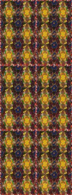 Raster Çiçek İllüstrasyonu 'nun şirin tekstili. Kahverengi ve sarı renklerde etnik çiçeklerle kusursuz bir desen..