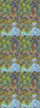 Suluboya, elle çizilmiş. Raster illüstrasyonu. Kusursuz bir arka plan modeli. Yeşil ve nötr renklerde yaprakları olan yabani çiçekler.