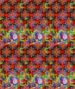 Çiçek duvar kağıdı. Kırmızı renklerde. Renkli süs kenarı. Raster illüstrasyonu. Çizim kalıbı. Hint süsü..