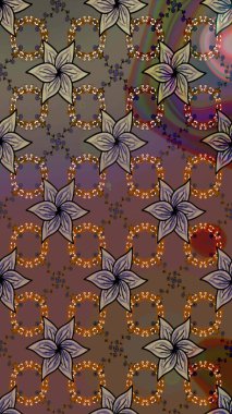 Renkli Bahar Teması eskiz kalıbı. Kahverengi renkli çiçekler. Düz Çiçek Elementleri Tasarımı. Raster illüstrasyonunda çiçek deseni çizimi.