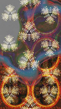 Renkli Yaz Temalı eskiz kalıbı. Sevimli çiçek raster deseni. Kahverengi renkli çiçekler. Düz Çiçek Elementleri Tasarımı.