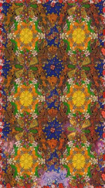 Renkli Yaz Temalı eskiz kalıbı. Düz Çiçek Elementleri Tasarımı. Çiçekli eskiz çizimi. Kahverengi renkte çiçekler.