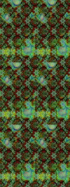 Çiçek desenli çizim. Raster illüstrasyonu. Asya tekstil tarzında. Yeşil renkli çiçekler. Raster illüstrasyonu.