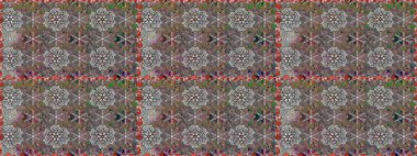 Gri ve kahverengi renkli şirin çiçekler. Raster illüstrasyonu. Küçük çiçekli basit, dikişsiz desen. Moda baskısı, albüm, ambalaj kağıdı, duvar kağıdı için zarif dekoratif süslemeler..