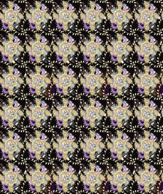 Kumaş, tekstil, duvar kağıdı baskısı için. Eski usul. Raster. Raster illüstrasyonu. Tomurcukları çiçek olan sevimli bir çiçek deseni. Taslak arkaplan.