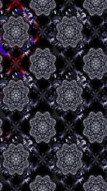 Raster düz çiçek çizim deseni. Hediye ambalaj kağıdı, tebrik kartları, posterler ve pankart tasarımı. Siyah renkte çiçekler.