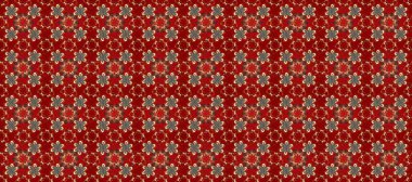 Noel, kar tanesi, yeni yıl. Kırmızı, kahverengi ve bej renklerde altın rengi ve altın elementler. Kırmızı, kahverengi ve bej renklerde, altın elementlerle kusursuz klasik desen.