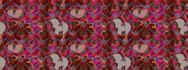 Kahverengi renkte çok kahverengi, zarif küçük çiçekler ve komik böcekler, raster desen, illüstrasyon.