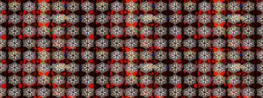 El çizimi. Raster illüstrasyonu. Çiçekli, yapraklı, çiçek desenli çizim..