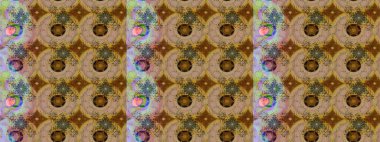 Renkli süs kenarı. Kahverengi renklerde. Hint süsü. Çiçek duvar kağıdı. Raster illüstrasyonu. Çizim deseni.