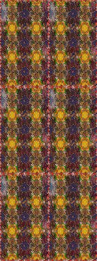 Raster illüstrasyonu. Kahverengi ve turuncu renklerde bahar çiçekleri. Patlayan çiçekler soyut olarak yerleştirilmiş. Raster deseni.