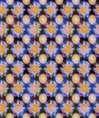 Suluboya çizimi. El çizimi. Tarafsız ve mavi renkte çiçekler. Çiçeklerle kusursuz desen.