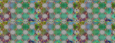 Çiçekli el çizimi çizimi deseni. Modern gelişim yeşil raster arka plan duvar kâğıdı illüstrasyon klasik çizgili iz sürme desenli çiçekler, çiçekli süsler.