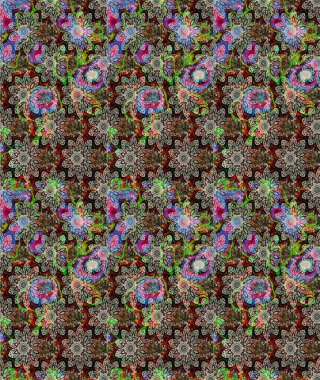 Tekstil, kumaş, kapaklar, duvar kağıtları, baskı, naylon, koleksiyon defteri, örgü, dekupaj için güzel bir eskiz. Küçük nötr çiçeklerdeki oldukça eski bir besin torbası deseni.