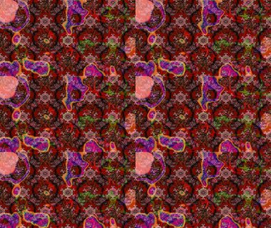 Raster illüstrasyonu. Raster illüstrasyonundaki çiçek desenli çizim. Güzel kumaş deseni. Kahverengi renklerde.