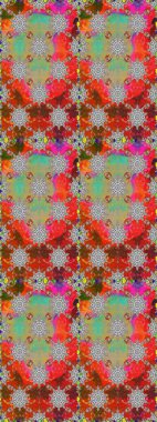 Soyut etnik raster kusursuz desen. Arkaplan dokusu, duvar kağıdı, gri ve kırmızı renkli çiçek teması. Kabile sanatı boho baskısı, klasik çiçek arkaplanı.