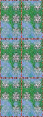 Paket kağıdı için en iyisi. Yeşil ve mavi lale çiçekli, pürüzsüz bir desen. Doğal kozmetik ürünleri, parfüm, çiçekçi dükkanı için bahar ihalesi tasarımı. Karşılama ya da düğün geçmişi olarak kullanılabilir.