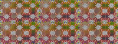 Çiçek ve yapraklı karalama şeklinde Raster çiçek deseni. Raster illüstrasyonu. Nazikçe, bahar çiçekleri kahverengi ve gri renklerde.