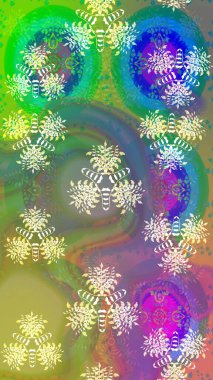 Raster illüstrasyonu. Çizim çiçek deseni duvar kâğıdı olarak kullanılabilir. Yeşil renkte çiçekler.