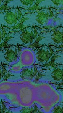 Yeşil renkli yeşil papatya deseni. Yeşil renklerde. Raster illüstrasyonu.