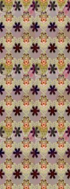 Raster illüstrasyonu. Bej ve nötr renklerde. Çiçek buketleriyle klasik tarzda kusursuz desen.