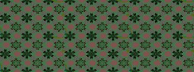 Hediye ambalaj kağıdı, tebrik kartları, posterler ve pankart tasarımı. Yeşil renkli çiçekler. Raster düz çiçek çizim deseni.