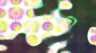 Yeşil renkli çiçekler. Robot resim. Raster illüstrasyonu. Şirin çiçek elementleri..