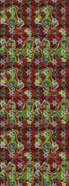 Çiçeksel fantezi tasarımı ve parlak bir arka plan çizimi. Renkli Bahar Teması eskiz kalıbı. Düz Çiçek Elementleri Tasarımı.