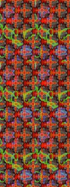 Çizim çiçek deseni duvar kâğıdı olarak kullanılabilir. Raster illüstrasyonu. Kırmızı renkte çiçekler.