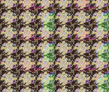 Düz Çiçek Elementleri Tasarımı. Raster. Renkli Bahar Teması çizim şablonu.