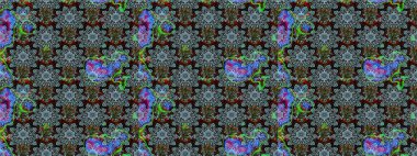 Renkli Bahar Teması eskiz kalıbı. Düz Çiçek Elementleri Tasarımı. Güzel çiçek deseni. Mavi renkte çiçekler.