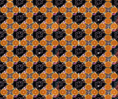 Düz Çiçek Elementleri Tasarımı. Turuncu renkli çiçekler. Raster illüstrasyonundaki çiçek desenli çizim. Renkli Bahar Teması çizim şablonu.