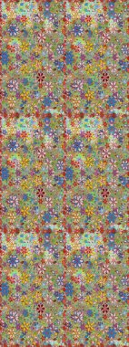 Raster illüstrasyonu. Suluboya stilinde tarafsız ve yeşil renklerde. Pürüzsüz bahar deseni ve küçük çiçekler.