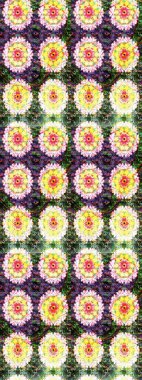 Renkli Bahar Teması eskiz kalıbı. Raster illüstrasyonundaki çiçek desenli çizim. Düz Çiçek Elementleri Tasarımı. Güzel kumaş deseni.