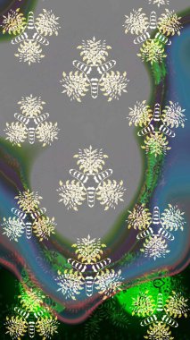 Renkli Yaz Temalı eskiz kalıbı. Gri renkli çiçekler. Düz Çiçek Elementleri Tasarımı. Raster illüstrasyonunda çiçek deseni çizimi.