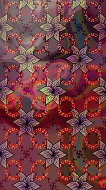 Parmak izi, kumaş, duvar kâğıdı, tekstil için raster dokusu. Nakış desenli çiçek deseni. Renkli grunge soyut arkaplanı colokahverengi çiçeklerle zenginleştirir.