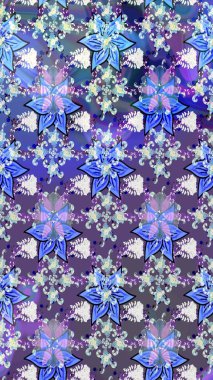 Çiçekli eskiz deseni. Suluboya çizimi. Mavi renkli çiçekler. El çizimi.