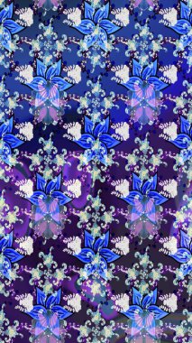 Mavi renkli çiçekler. Raster illüstrasyonu. Küçük çiçekte sevimli çiçek deseni var..