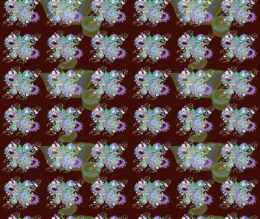 Çiçekli güzel suluboya desen. Kahverengi renklerde. Raster illüstrasyonu.