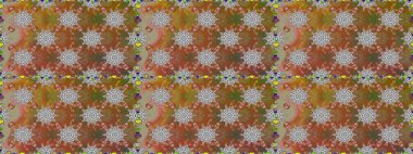 Raster Çiçek İllüstrasyonu 'nun şirin tekstili. Kahverengi ve gri renklerde etnik çiçeklerle kusursuz bir desen..