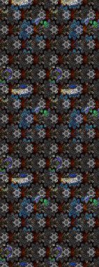 Raster illüstrasyonundaki çiçek desenli çizim. Siyah renkte çiçekler.