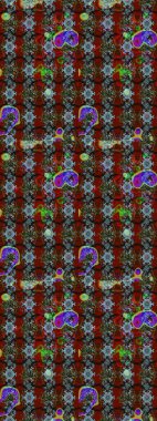 Eskiz modeli etnik tasarım. Çiçekleri, deniz kabukları, mandalaları ve suluboya efektleriyle donanma geçmişi. Yatak çarşafları, ceket, paket tasarımı, kumaş ve moda kavramları için tekstil baskısı.