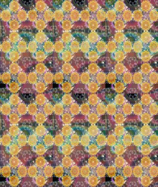 Robot resim. Raster illüstrasyonu. Bej renkli çiçekler. Şirin çiçek elementleri..